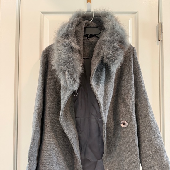 NEW Long Cashmere Alpaca Lana Wool Winter Coat Women’s sz S Premium Grey Color - Picture 6 of 16
